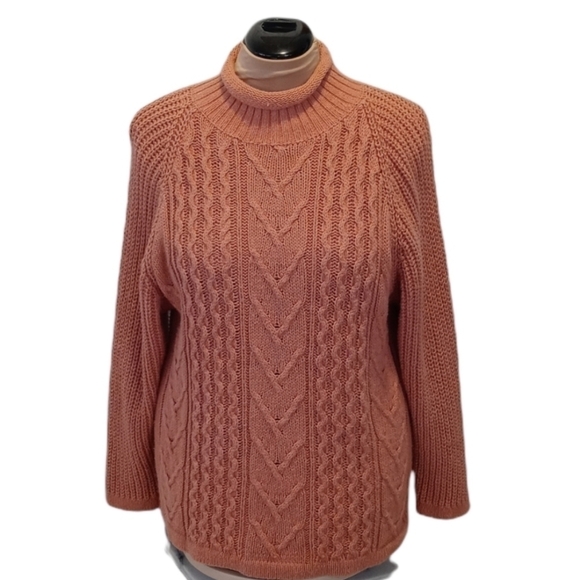 Tarazzia burnt orange sweater Medium fisherman style knit crochet - Picture 1 of 8